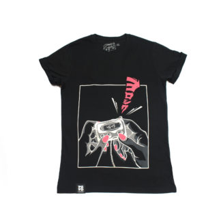 Pager: Japanese Cartoon Organic Black Tee - front